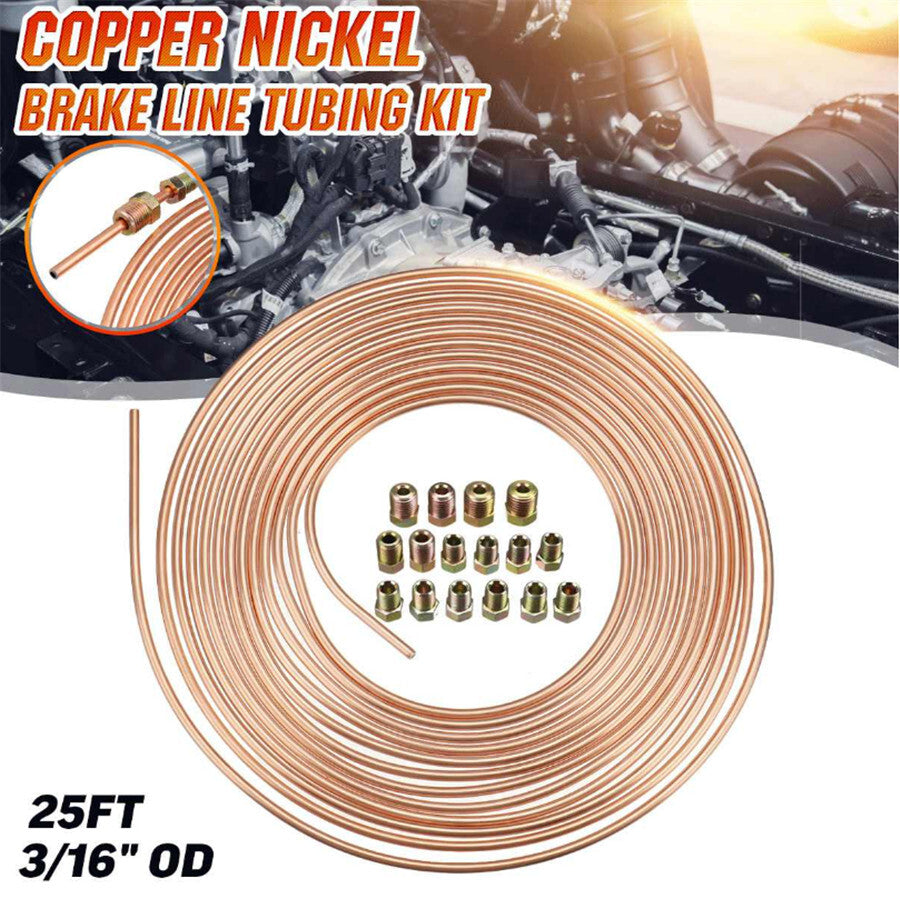 3/16 inch OD Copper-Nickel Brake Wire Automotive Tube Kit 25 ft Coil Roller Hoses
