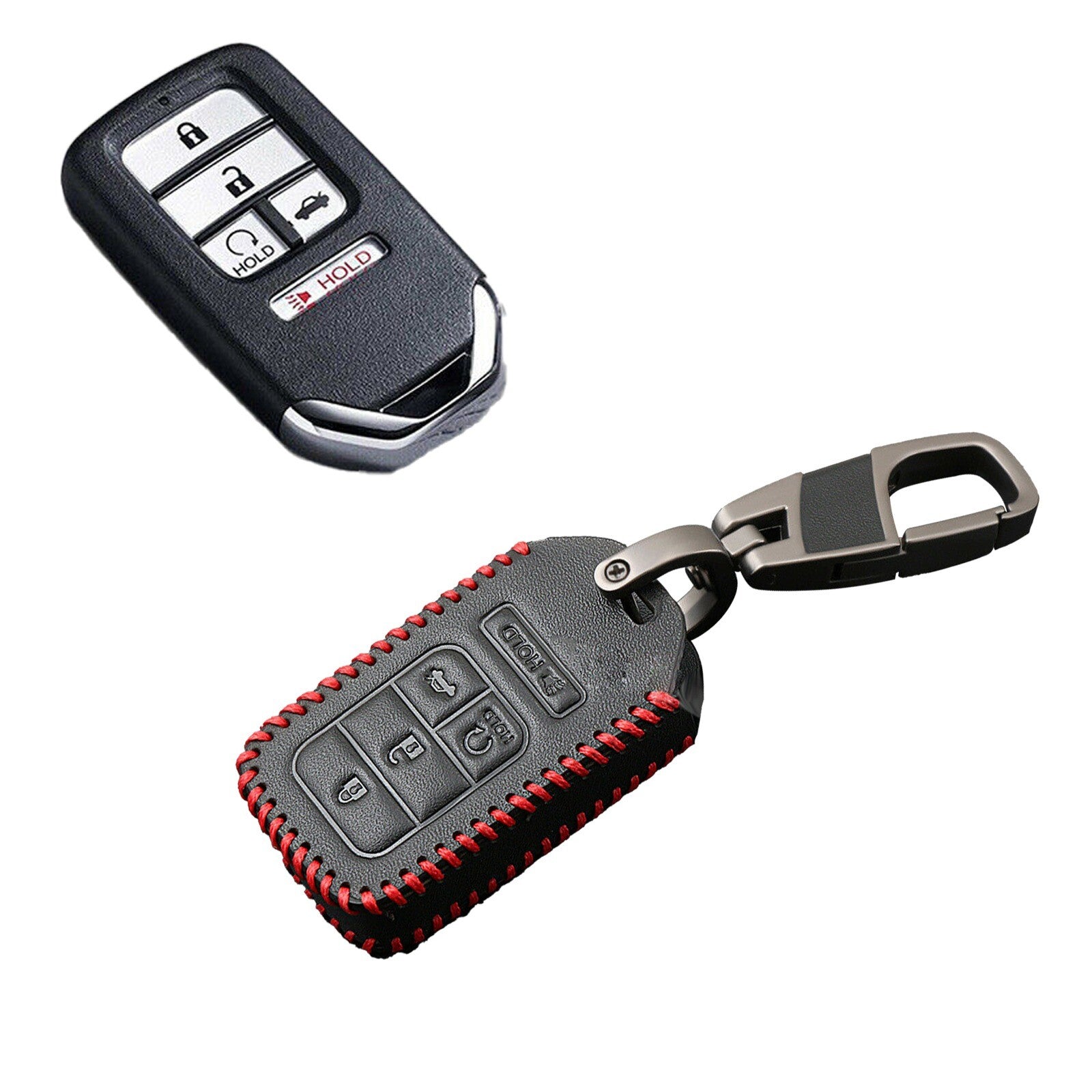 Leather Car Remote Key Protective Cover Shell Fob Parts Suitable for Honda for Civic Accord CR-V Pilot- Q