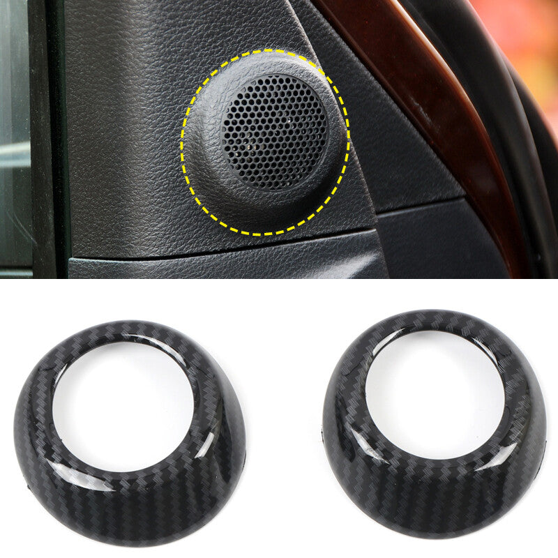 2pcs Carbon Fiber Front Door Speaker Cover Trim Black for Toyota Tundra 14-2021
