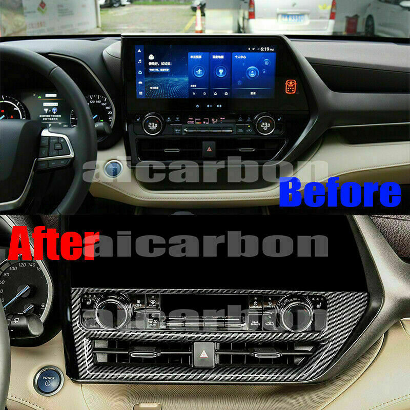 Carbon Fiber Style Console Navigation Frame Trim for Toyota Highlander 2020-2023