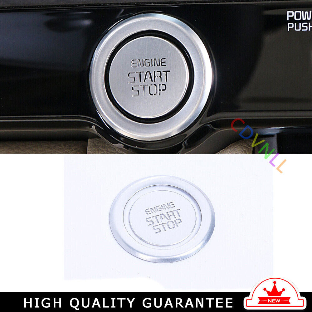 Ignition Switch Start Button Frame Trim for Kia Carnival 2022-23 Silver Aluminum