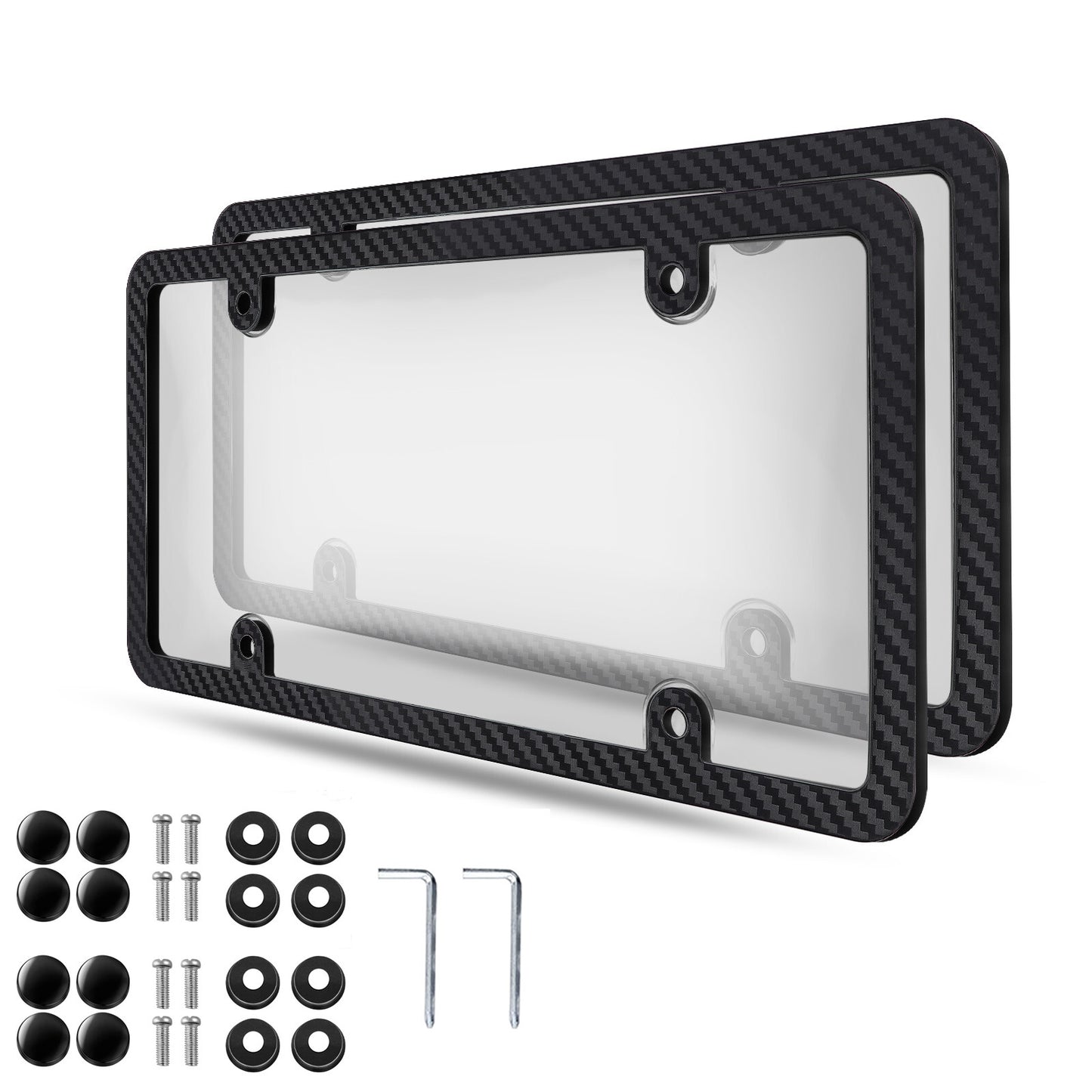 Carbon fiber license plate frame cover for cars (front and rear) - 2-piece set Q