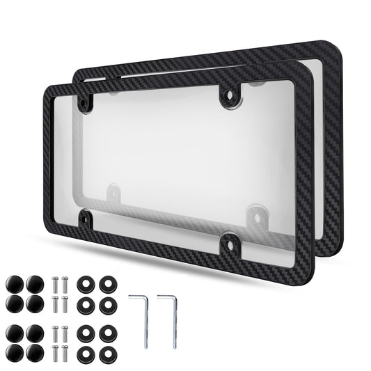 Carbon fiber license plate frame cover for cars (front and rear) - 2-piece set Q