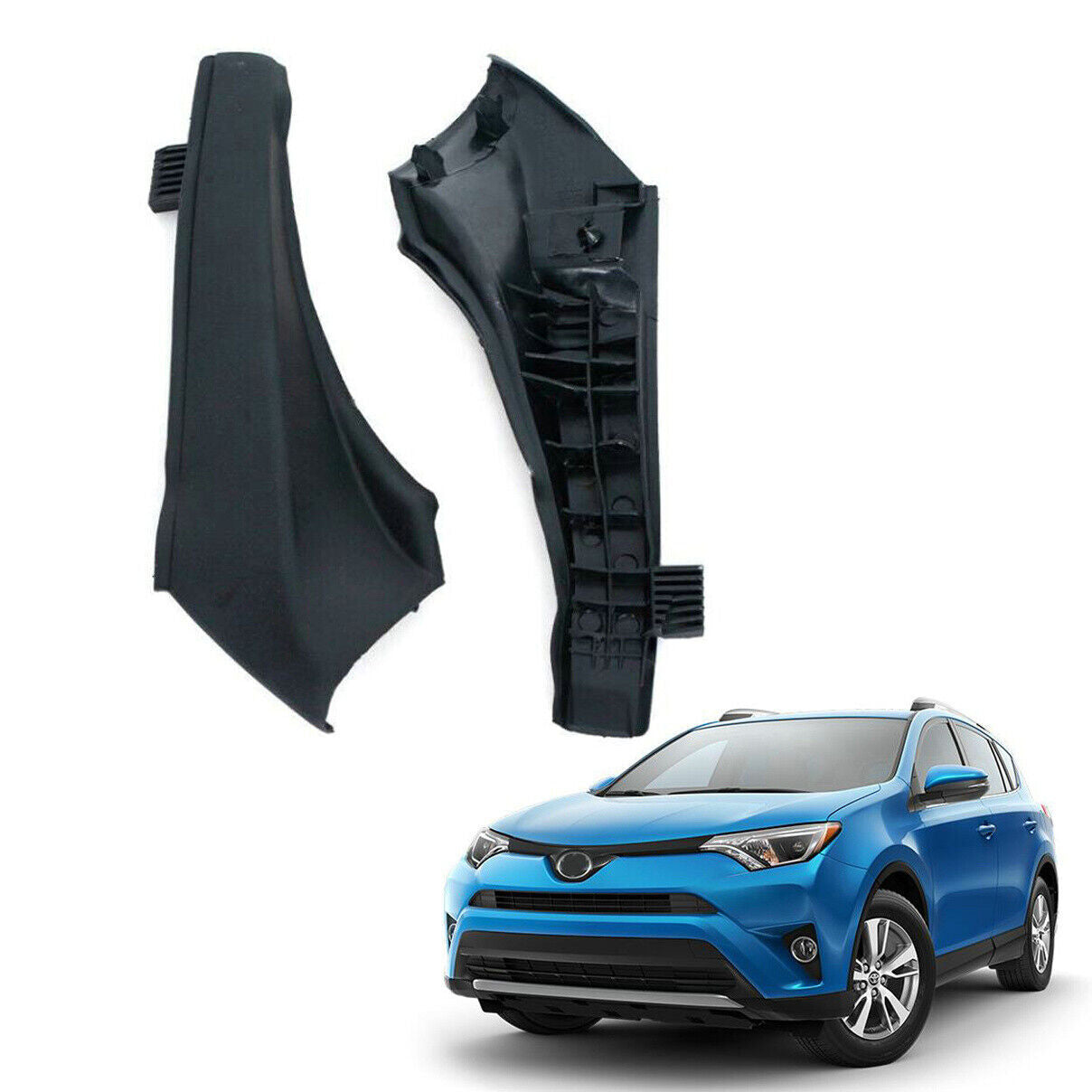 2PCS Black Car Front Wiper Side Cowl Extension Cover for Toyota RAV4 13-19