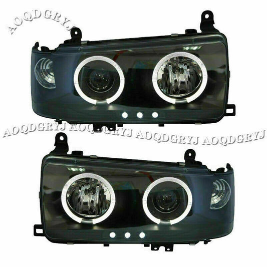 for Land cruiser LC80/FJ80 1991-1997 Smoked Black Angel eyes One-piece Headlight