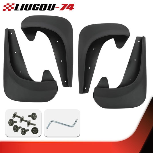 Fits car front and rear fender wear fender splash guard black 4 pieces - v