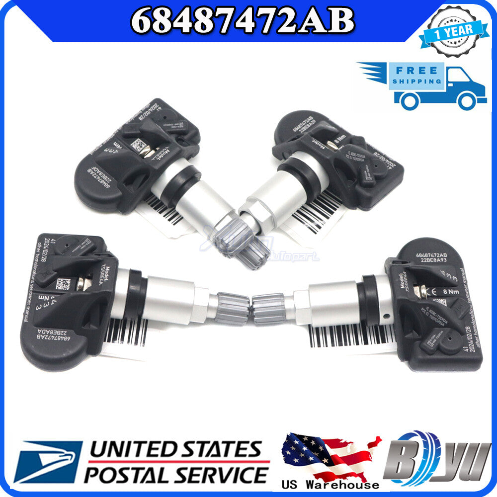 433MHz Tire Pressure Sensor 68487472AB 4x for Chrysler 300 S Touring 2022-2023