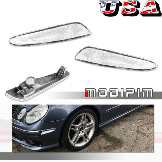 For 03-06 for Benz AMG W211 E-Class Transparent Front Bumper Side Marker Light Housing Kit - v