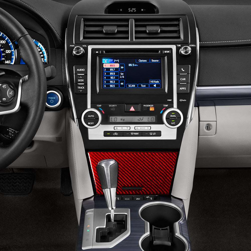 Red Carbon Fiber Center Console Storage Box Cover Trims for Toyota for Camry 2012-14