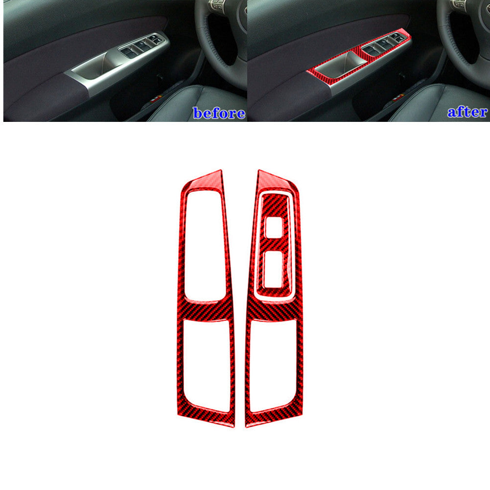 6x Red Carbon Fiber Steering Wheel Button Cover Trim for Honda Odyssey 2005-2010 v