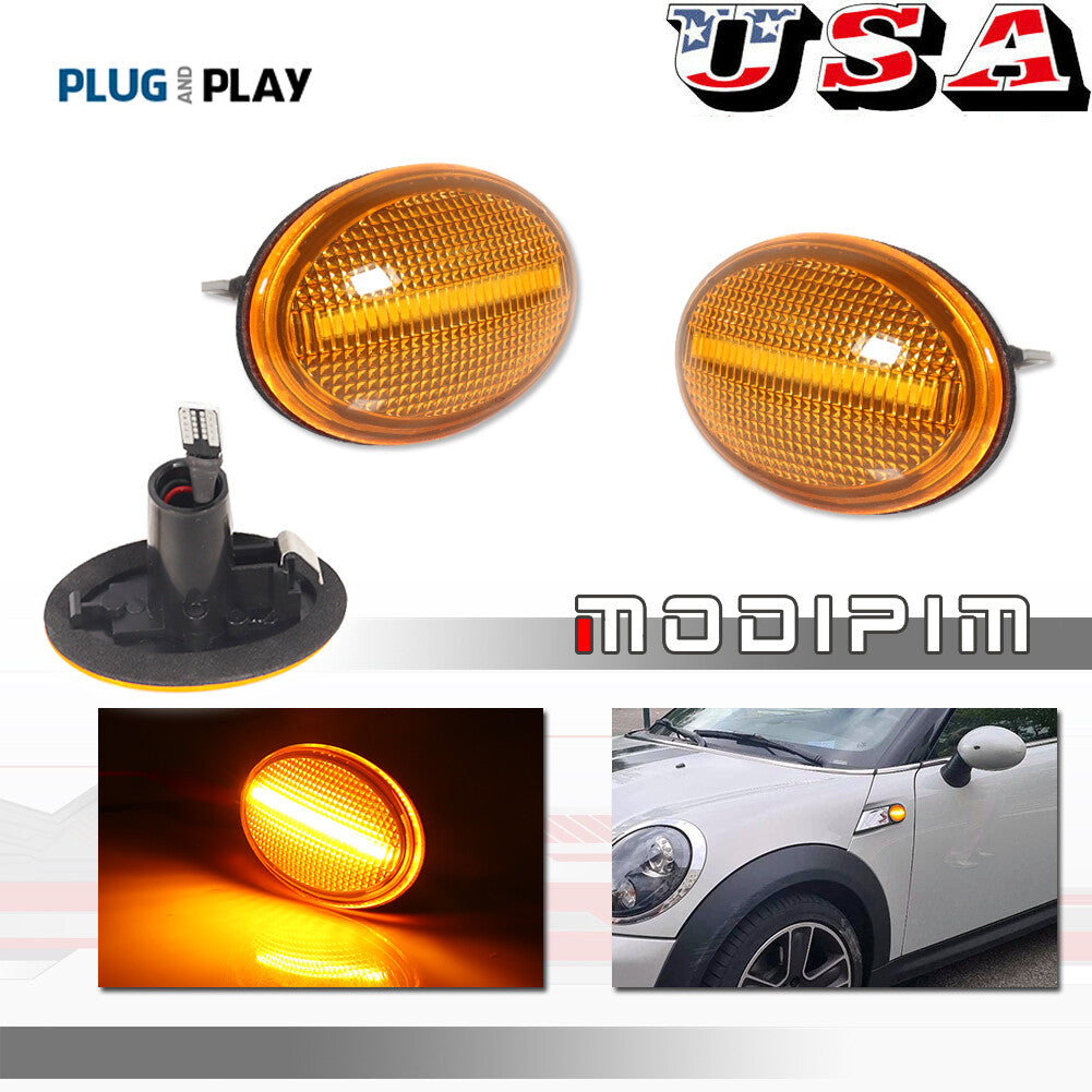 Yellow Lens Amber LED Fender Side Marker Lights for Mini Cooper R55 R56 R57 R58 R59- v