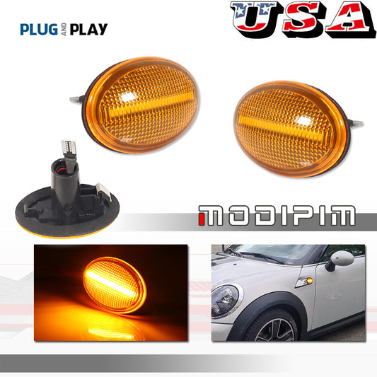 Yellow Lens Amber LED Fender Side Marker Lights for Mini Cooper R55 R56 R57 R58 R59- v