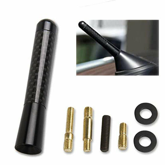 1-piece 3-inch car carbon fiber screw radio short antenna kit with screws - n