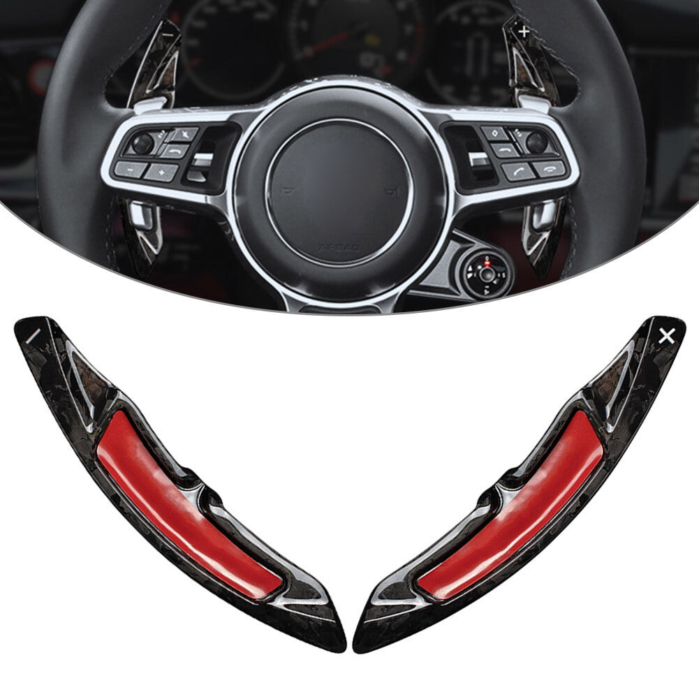 2x Steering Wheel Paddle Shifter Extension Carbon for Porsche Macan for Cayenne 718