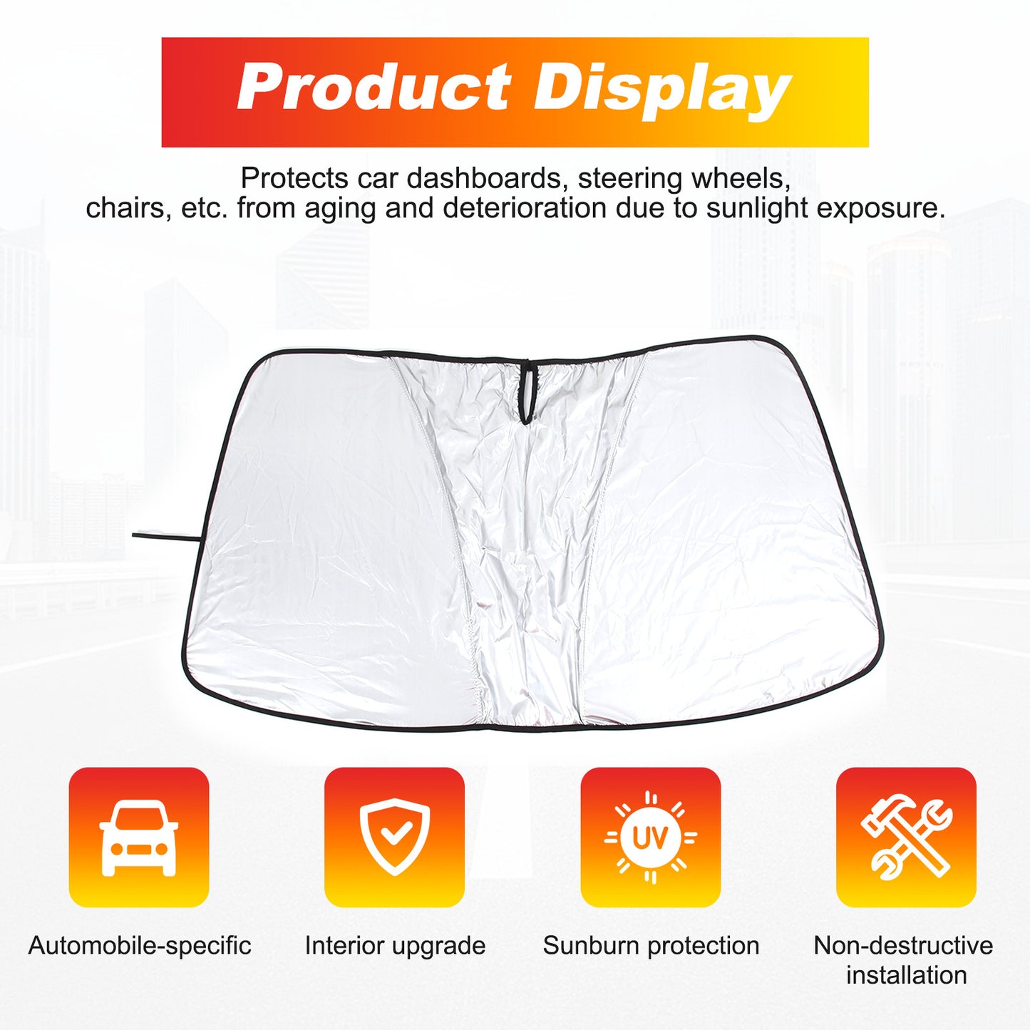 Foldable UV heated windshield sun visor for Subaru Inland 2022 - 24 - n