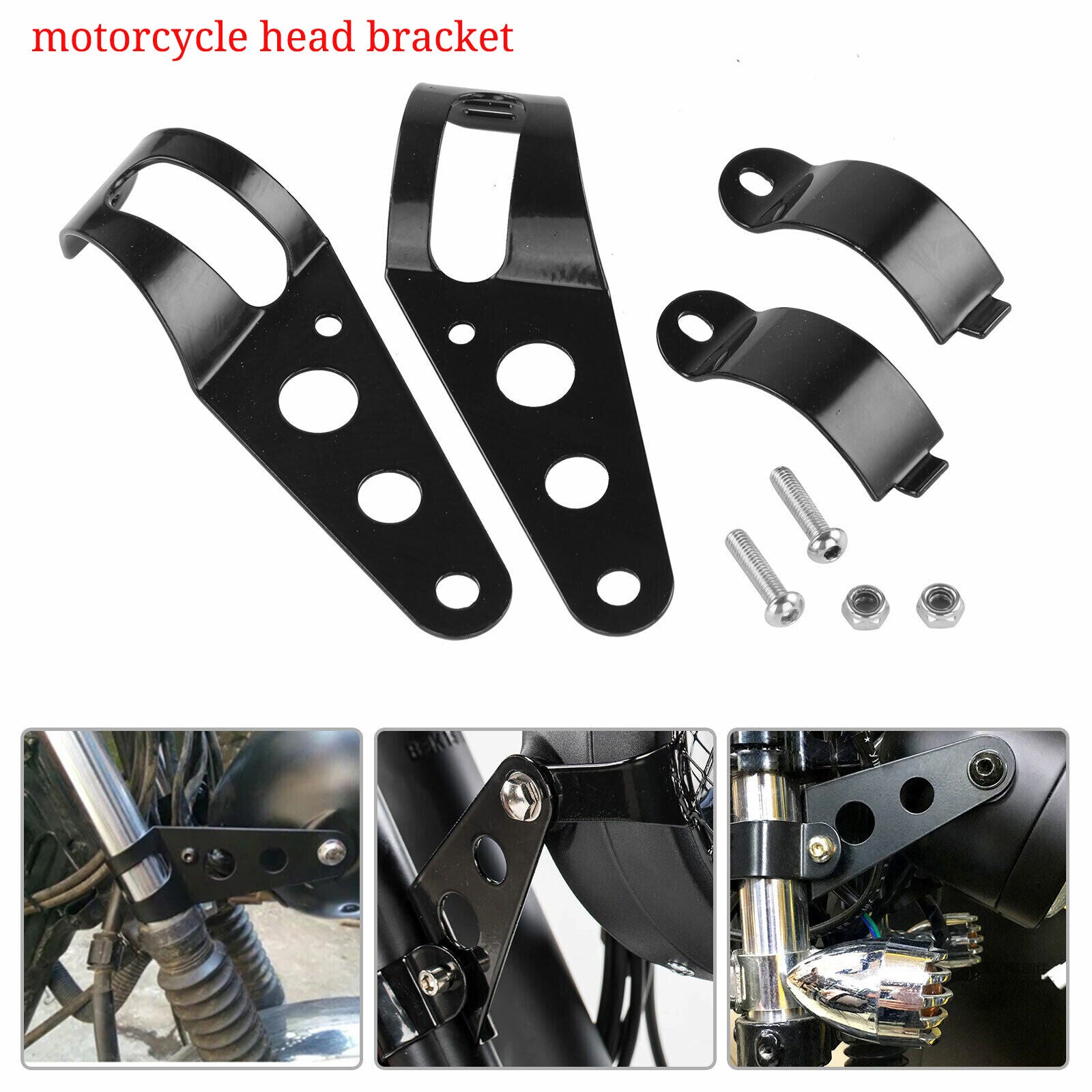2x Motorcycle Headlight Fork Mount Bracket For Cafe Racer Rack 28-42mm