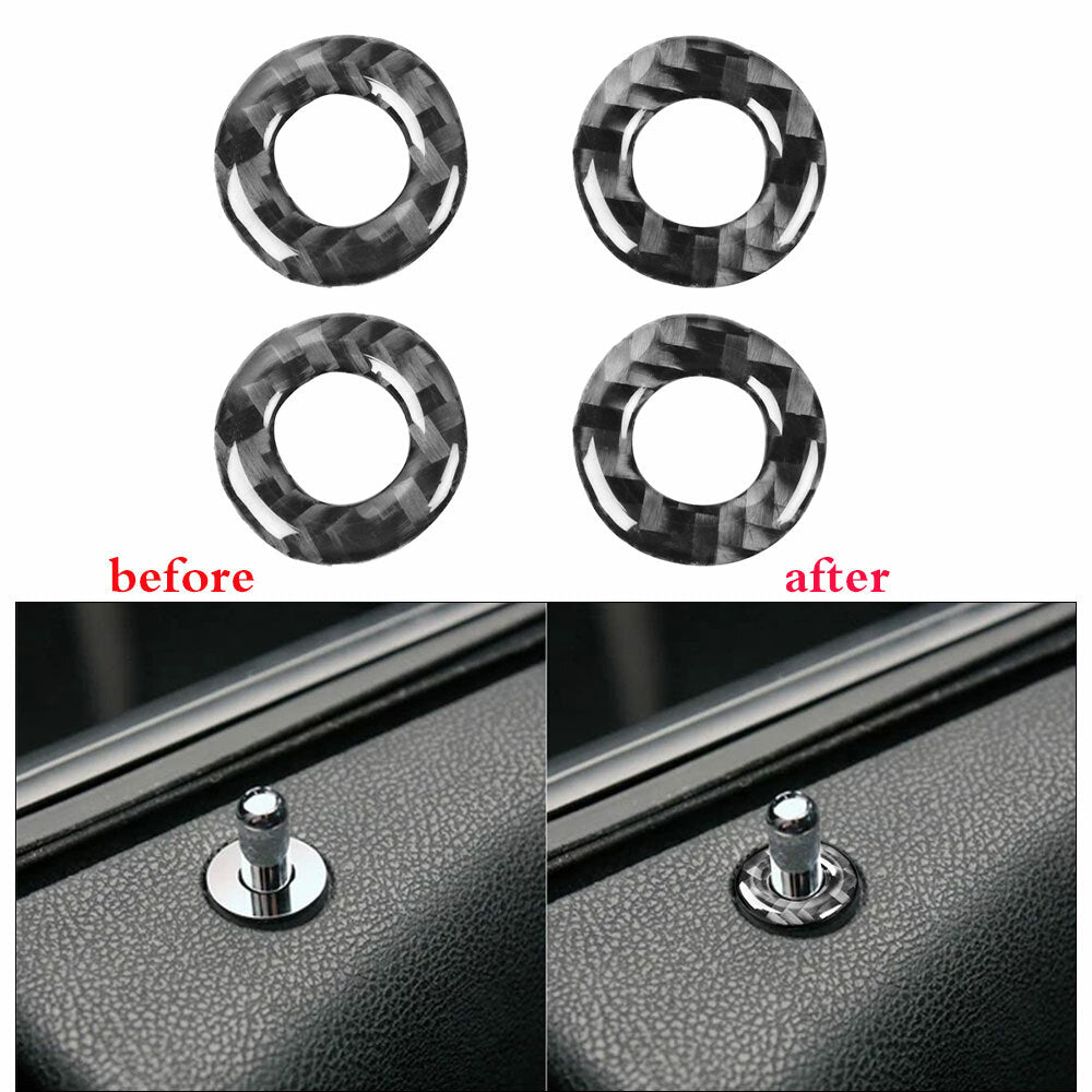 4Pcs Carbon Fiber Interior Door Lock Ring Cover Trim for Dodge Charger 2015-2021
