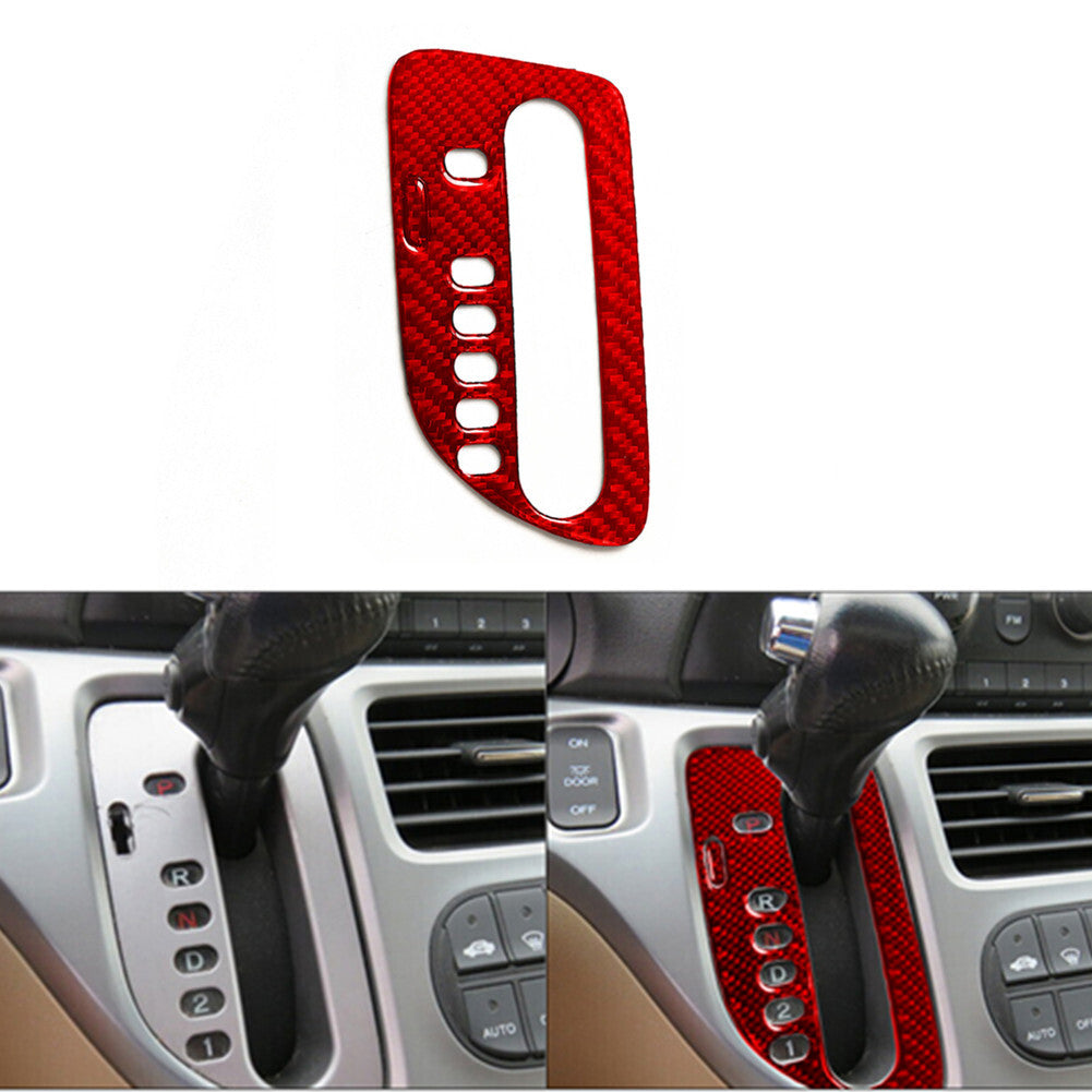 2x Red Carbon Fiber Interior Gear Shift Panel Cover Trim for Honda Odyssey 05-10