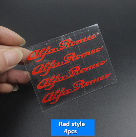 4-Piece Red Car Cast Vinyl Brake Caliper Stickers, Badges, and Decals for Alfa Romeo