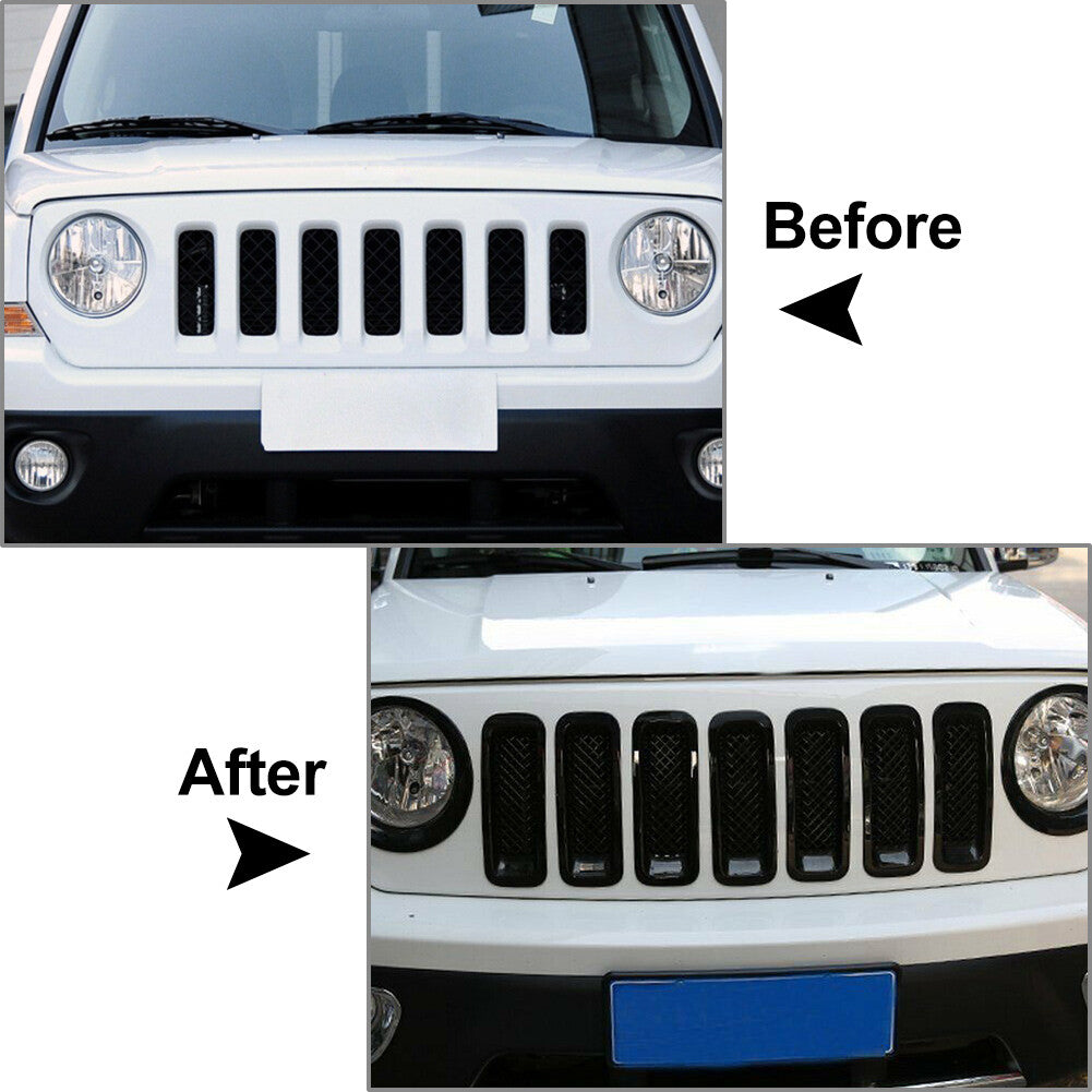 7 Pcs Front Mesh Grille Grill Cover for Jeep Patriot 2011-2017