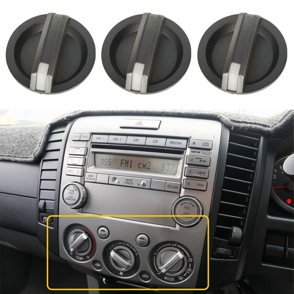 3-Piece Heater and Fan Control Knob Kit for Ranger PJ/PK and for Mazda BT-50 UN (2006-11-) n