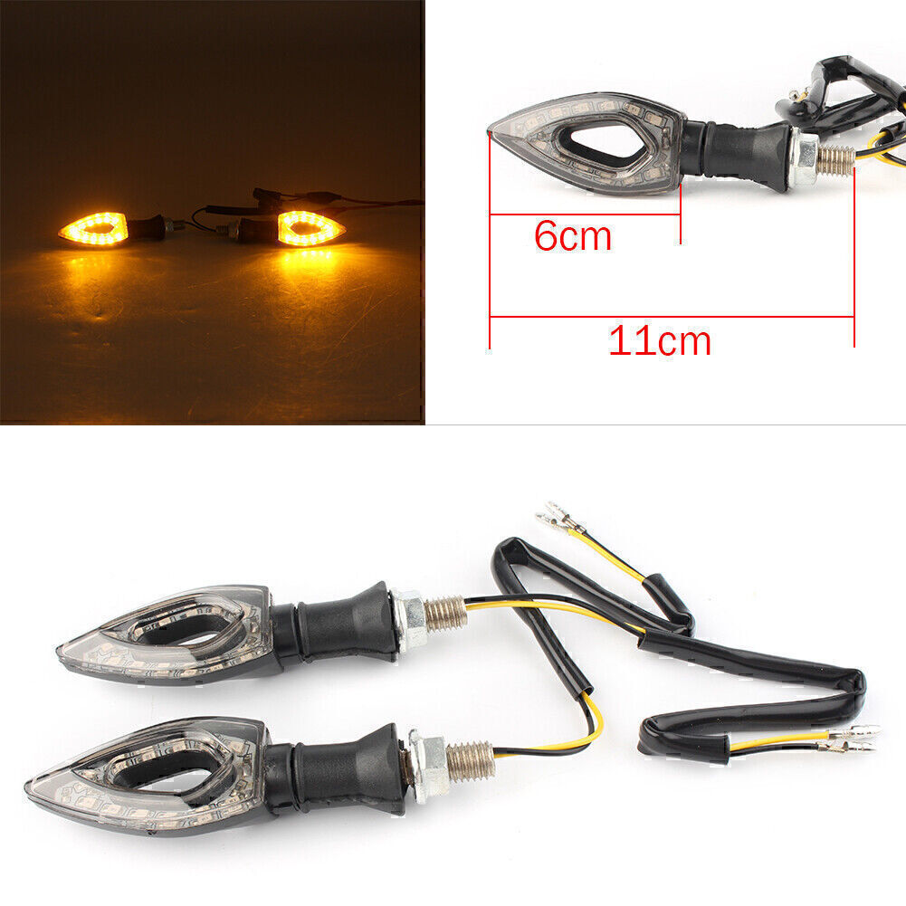 2PCS 12V LED Turn Signal Indicator Blinker Amber Light Lamps Black Universal Q