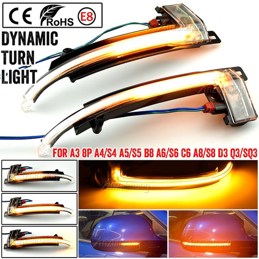 Dynamic LED Turn Signal Lamp Wing Side Mirror Light for Audi A4 B8 for A8 S8 D3 8P