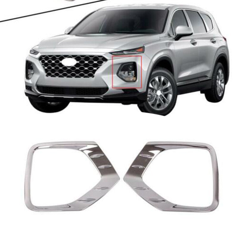 For AUTO for Hyundai Santa Fe 2019-2020 ABS Chrome Front fog lamp frame Cover Trim