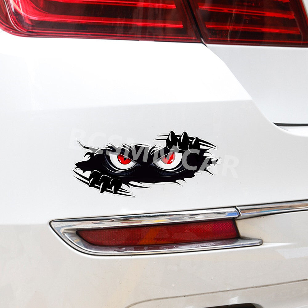 Red Evil Eye Monster Zombie Decal Sticker Each Eye Funny Car Decoration 3pcs