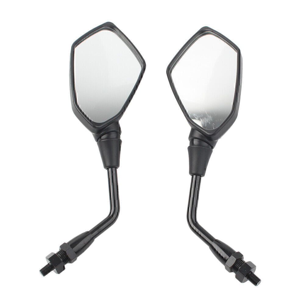 10mm Rearview Rear View Side Mirror Black Motorcycle Motorbike Universal 2pcs Q