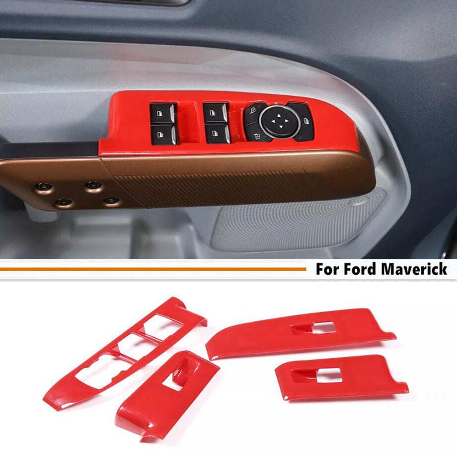 For 2022-2024 Maverick Red Inner Window Lift Switch Button Panel Cover Trim v