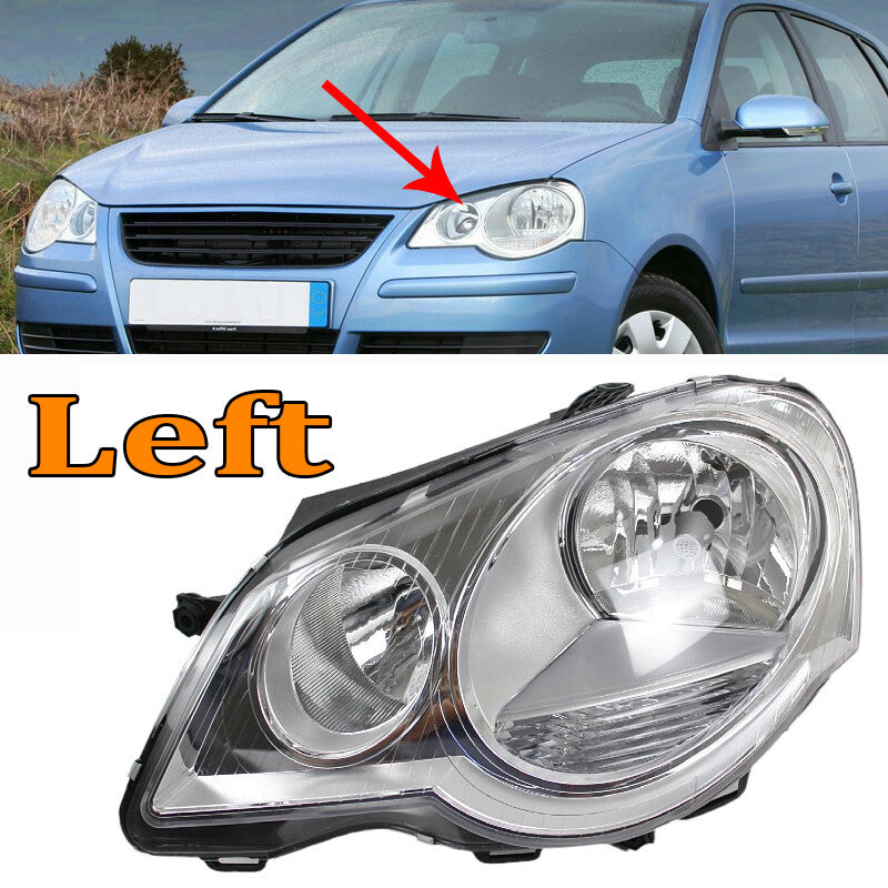 The left front bumper fog light and white headlight assembly are suitable for Volkswagen POLO 9N3 (2006-2010).
