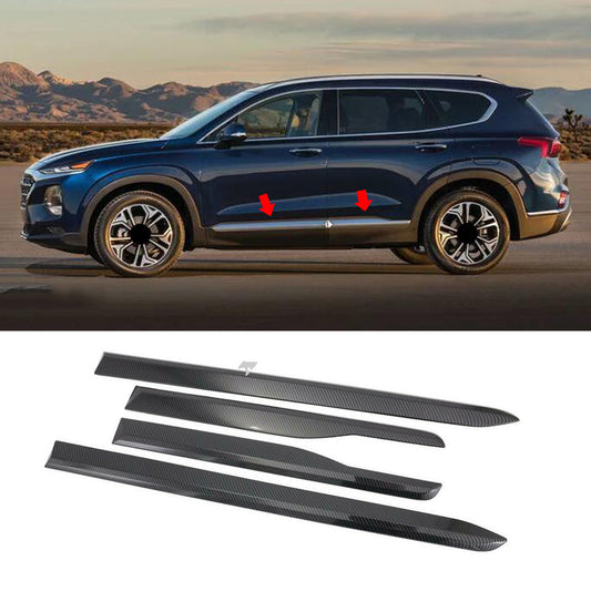 4P for Hyundai Santa Fe 2019-2021 carbon fiber Side Door Molding Line Cover Trim