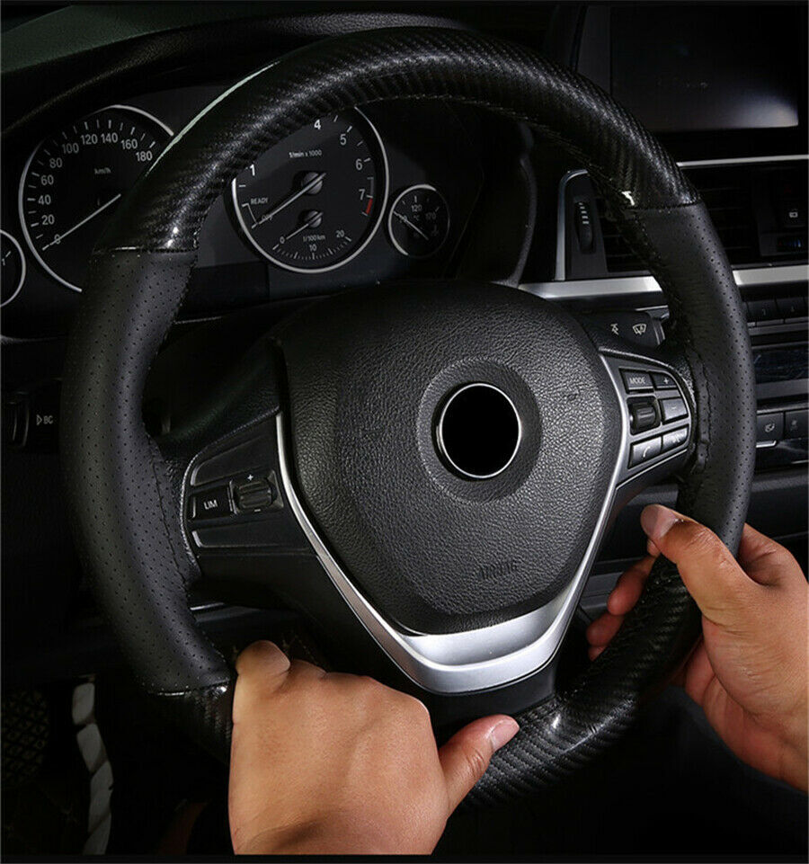 DIY Car Steering Wheel Cover Glossy Carbon Look Car Interior Accessories