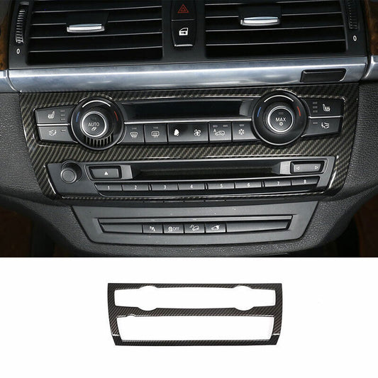 for BMW X5 X6 E70 2008-2013 Carbon Fiber Console AC Button Control Frame Trim 1P