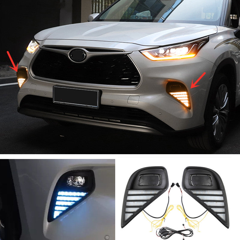 LED DAYTIME RUNNING LIGHT FOG LAMP W TURN SIGNAL For Highlander 2020-2024 v