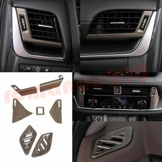 7P for Nissan Rogue 2021-2023 Wood Grain ABS Car Dashboard Air Outlet Cover Trim