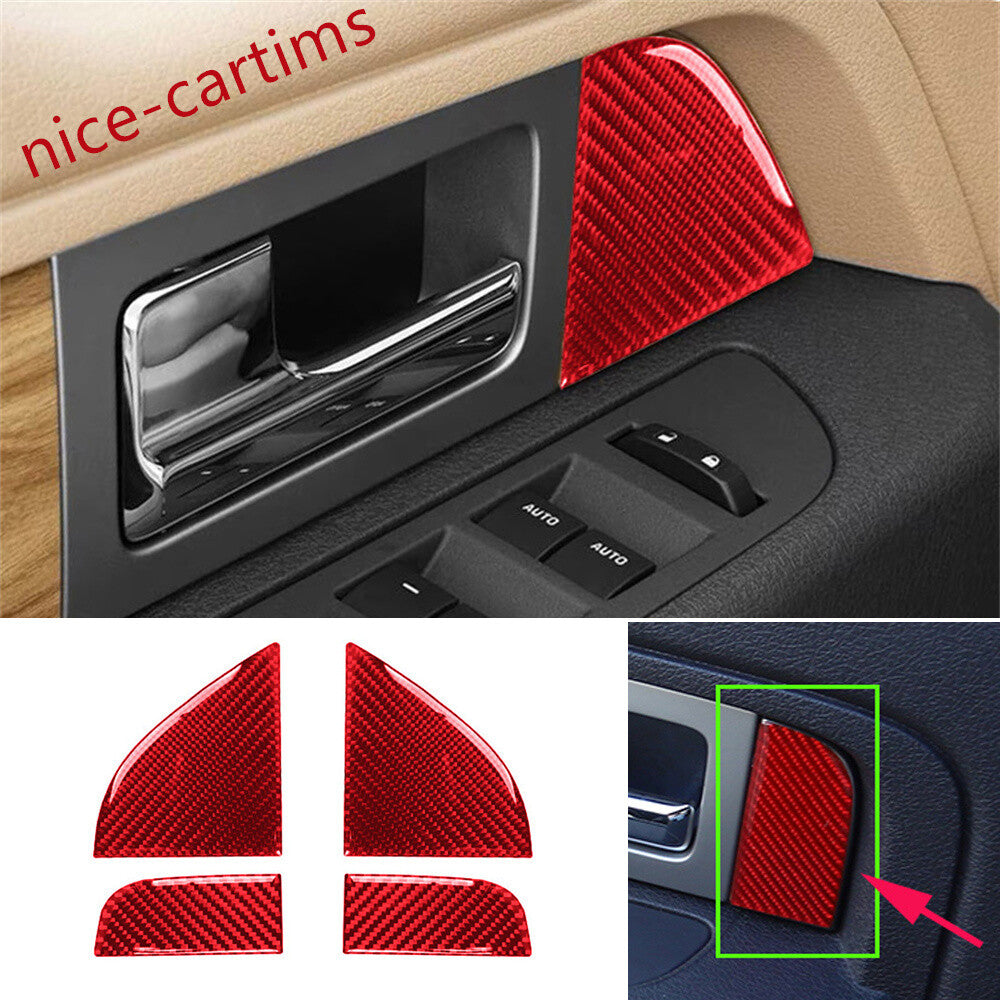 4¡ÁRed Carbon Fiber Interior Door Corner Panel Decor Trim for Ford F150 2009-2014