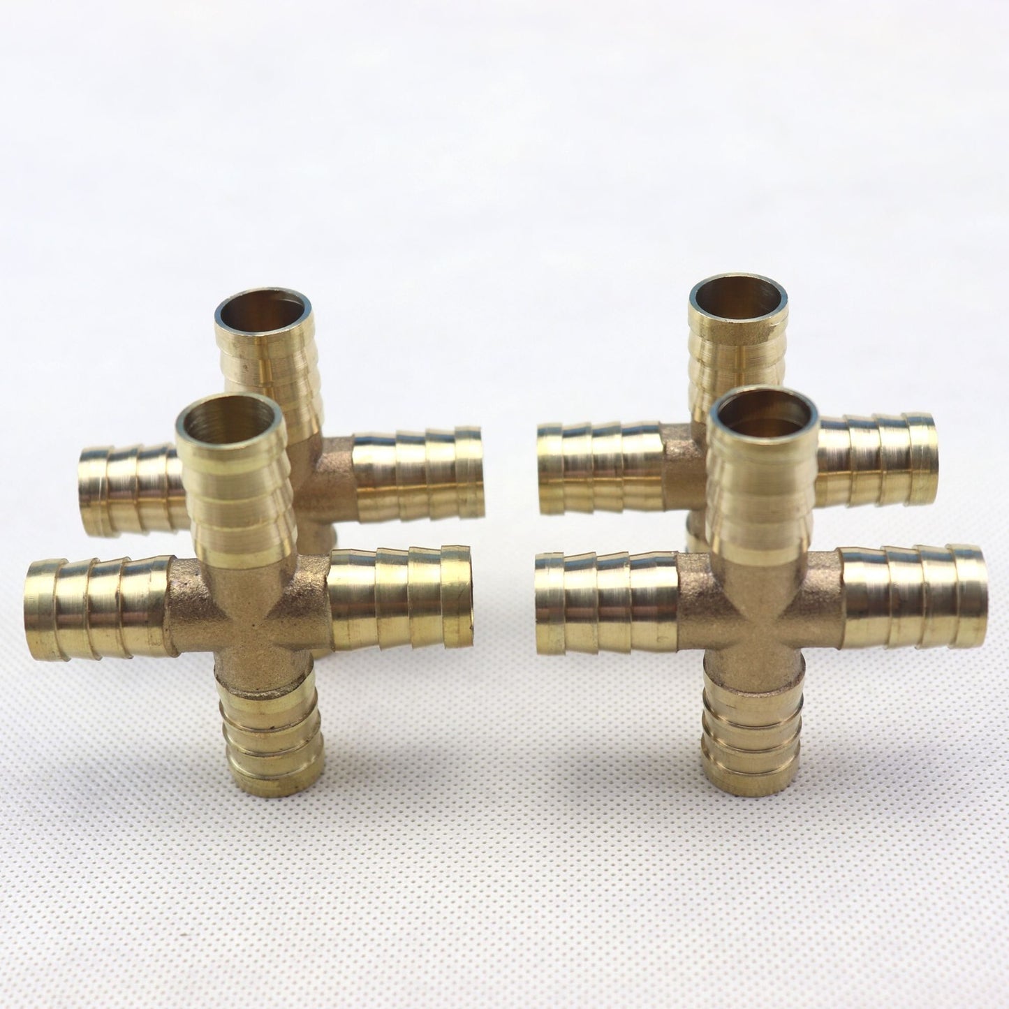 4X 9/16 14mm HOSE BARB 4 WAY Cross Brass Pipe Fitting Thread Gas Fuel Water Air