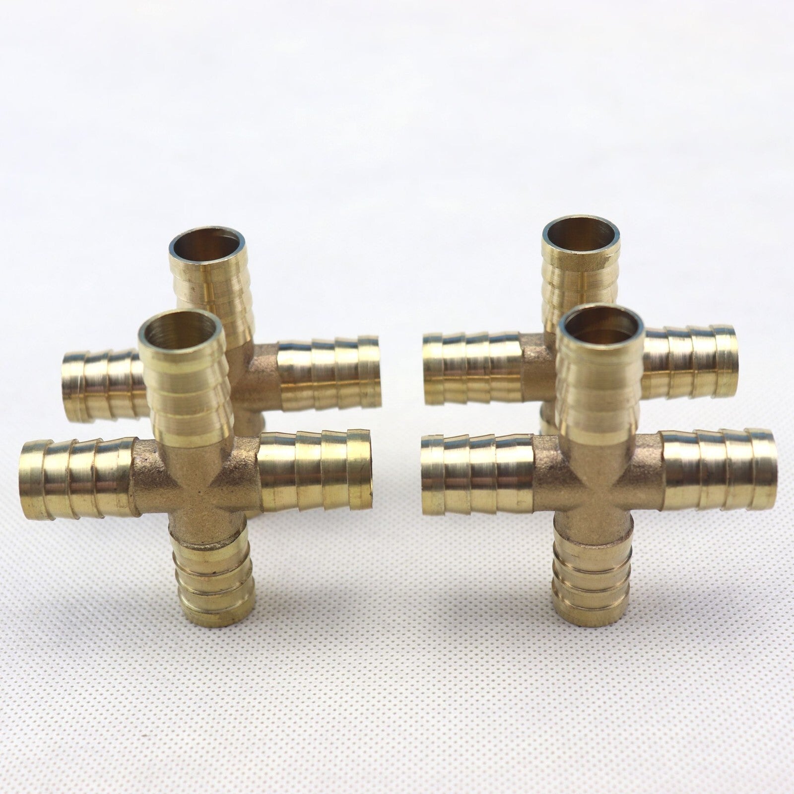 4X 9/16 14mm HOSE BARB 4 WAY Cross Brass Pipe Fitting Thread Gas Fuel Water Air