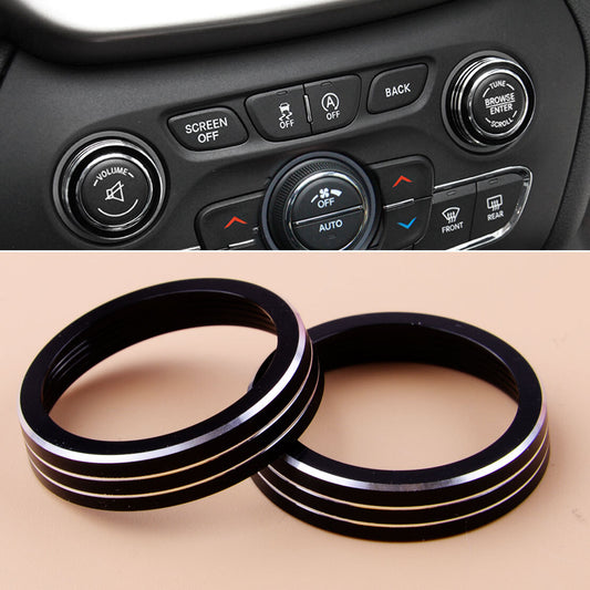 2pcs Black Console Volume CD Switch Knob Trim Cover Fit for for Jeep Grand Cherokee v