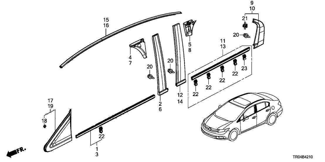 new for Honda Accord 1998-2002 roof trim, right side 74306-S84-003