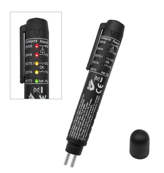 Brake Fluid Liquid Oil Tester Pen 5 LED Indicators DOT3 DOT4 Car Diagnostic Tool