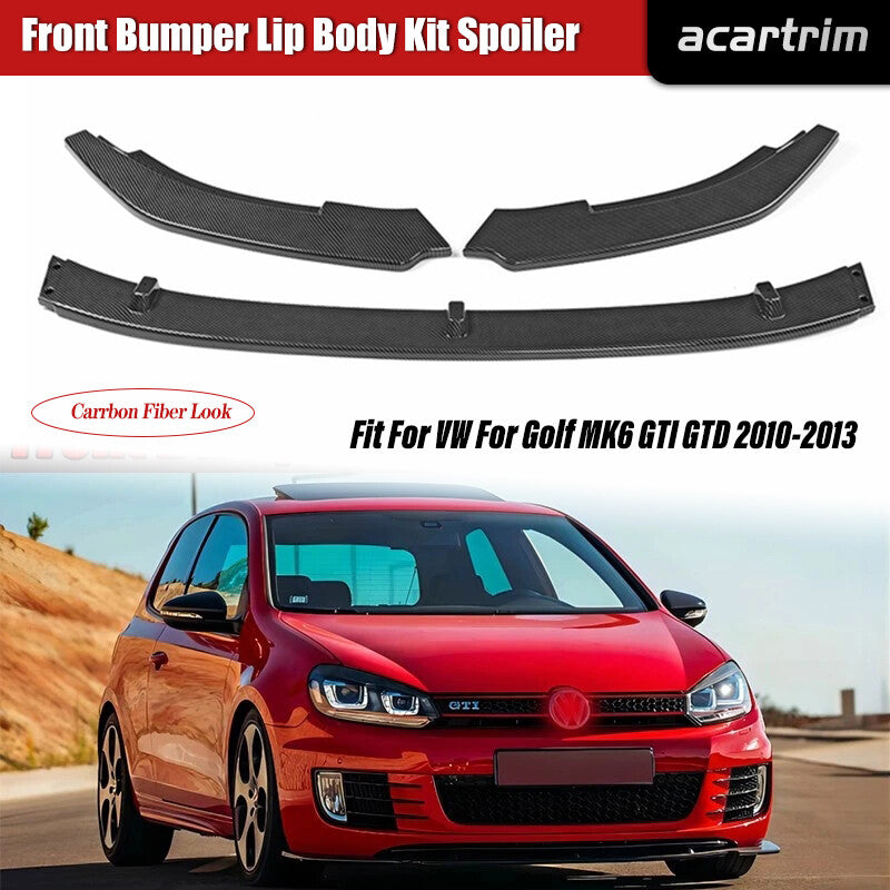 Black Front Lip Bumper Spoiler Splitter for Volkswagen for VW for Golf MK6 GTI GTD 2010