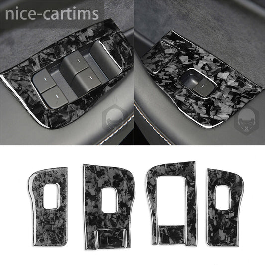 Forged Carbon Fiber Window Lift Switch Button Trim for Tesla Model 3 / Y 2017-23