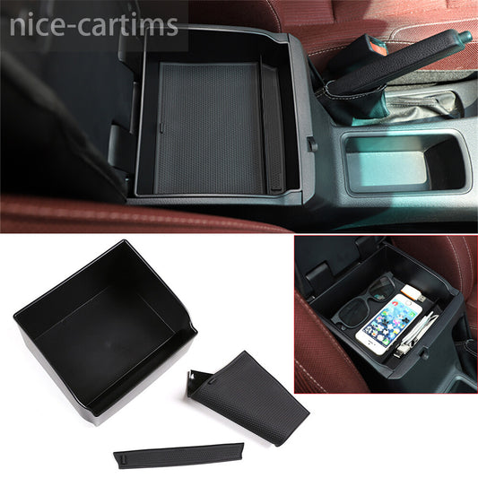 For T@yota Hilux Revo 2015-21 Black Central Control Armrest Box Storage Box Tray