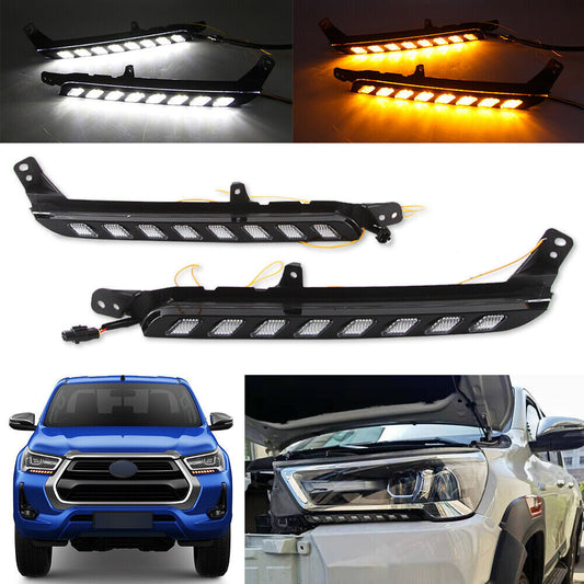 LED DRL Daytime Running Light Bumper Turn Signal for Toyota Hilux Revo 2020 2021 Q