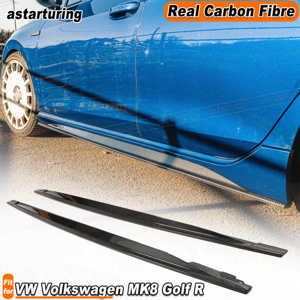 for VW for Volkswagen MK8 for Golf R 2021+ Real Carbon Side Skirt Extension Rocker Panel
