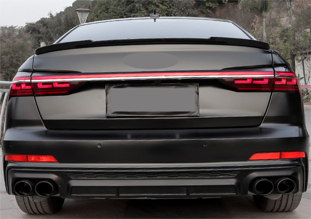 For 2019-2022 2023 for Audi A6 Sedan C8 Glossy Black Rear Trunk Spoiler Wing Trim B n