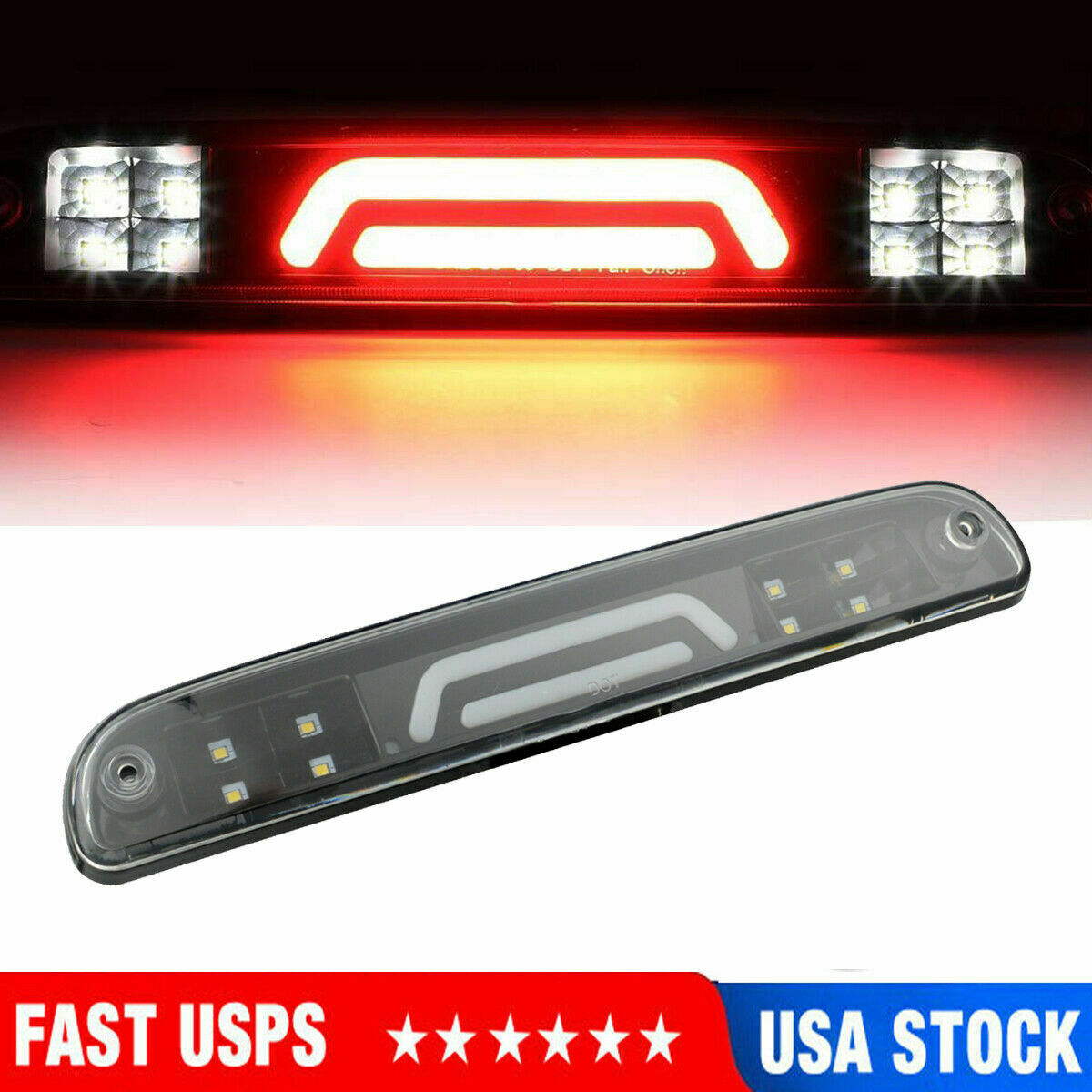 Suitable for F250 Ranger Red Tube LED Third Brake Taillight Smoke Cargo Light - n
